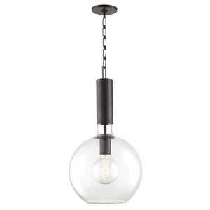 Raleigh Pendant 13" in bronze shown from a second angle to highlight the shade shape and metal detail.