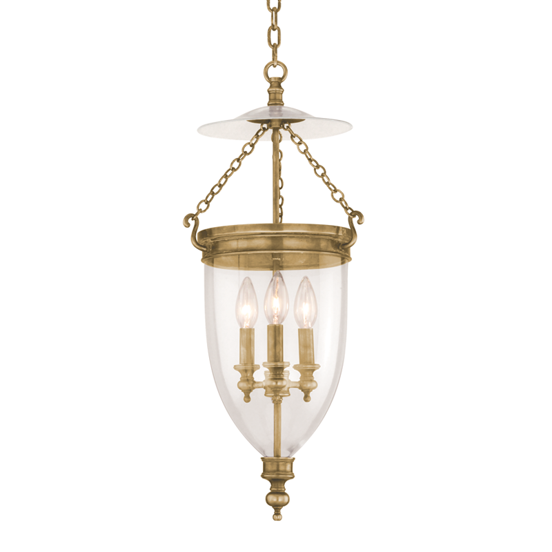 Hanover Pendant 12" in aged brass — a Hudson Valley pendant for kitchens, entries, and dining rooms at Laurie Yapp Home.