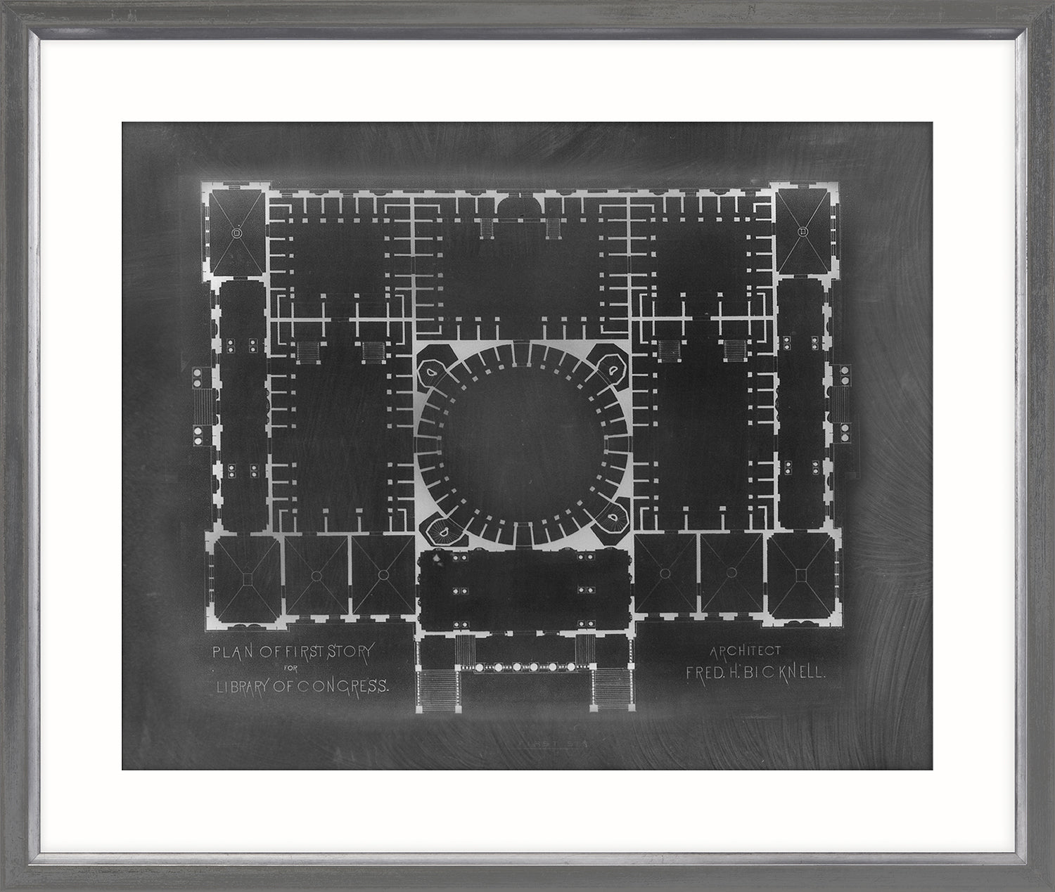 Blueprint – First Story Plain #1 wall art featuring a detailed architectural plan in black and white.