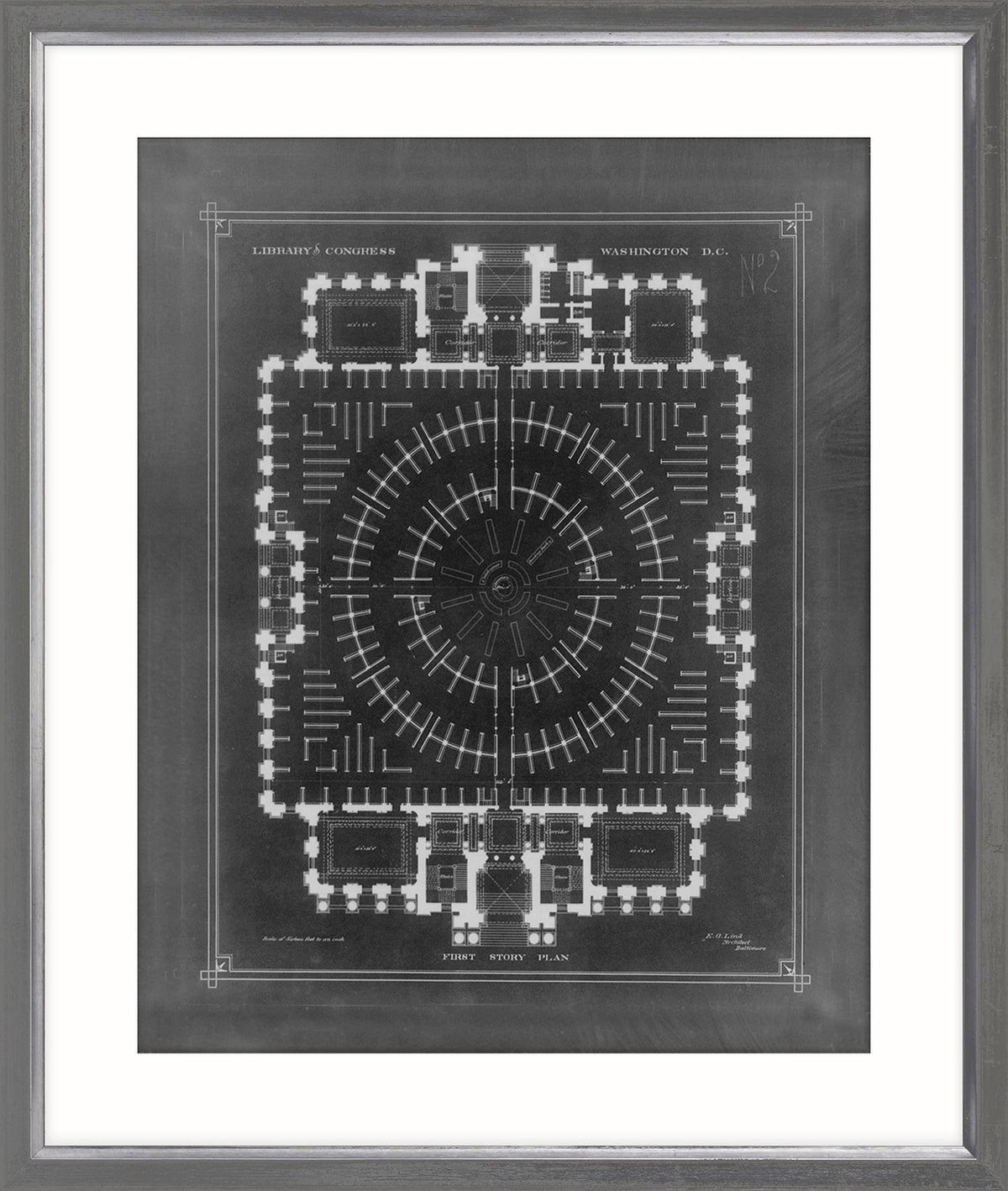 Blueprint – First Story Plan #2 wall art featuring a detailed architectural design in black and white.