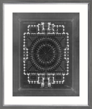 Blueprint – First Story Plan #2 wall art featuring a detailed architectural design in black and white.
