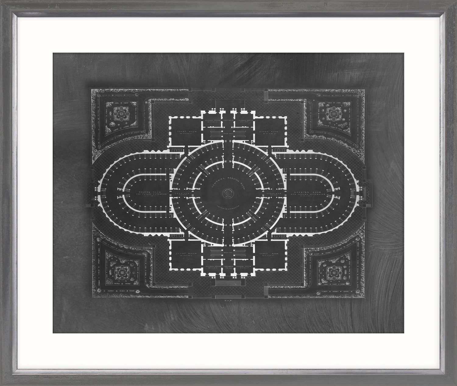 Blueprint – First Story Plan #3, black and white architectural plan in a silver frame.