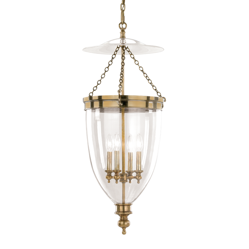 Hanover Pendant 15.5" in aged brass — a Hudson Valley pendant for kitchens, entries, and dining rooms at Laurie Yapp Home.