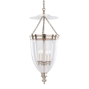 Hanover Pendant 15.5" in polished nickel shown from a second angle to highlight the shade shape and metal detail.