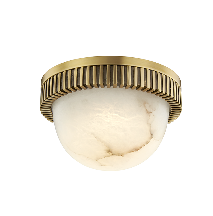 Ainsley Flush Mount in aged brass — a Hudson Valley flush mount for hallways, bedrooms, and entryways at Laurie Yapp Home.