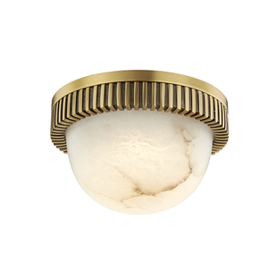 Ainsley Flush Mount in aged brass — a Hudson Valley flush mount for hallways, bedrooms, and entryways at Laurie Yapp Home.