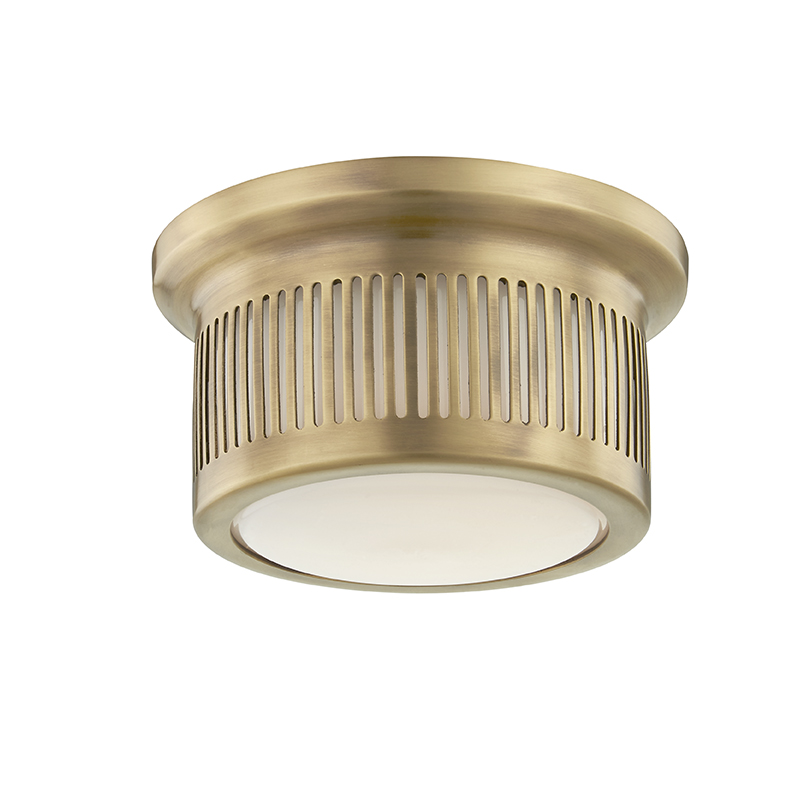 Bangor Flush Mount in aged brass — a Hudson Valley flush mount for hallways, bedrooms, and entryways at Laurie Yapp Home.