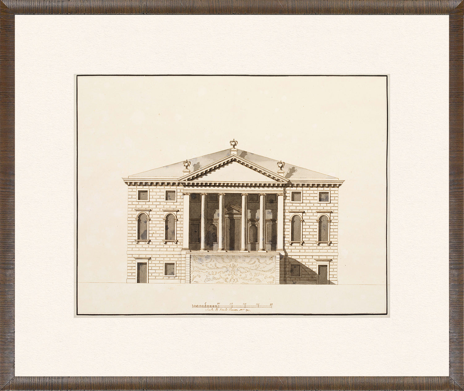 Italian Elevations 18th Century II wall art featuring a detailed architectural drawing of a building facade.