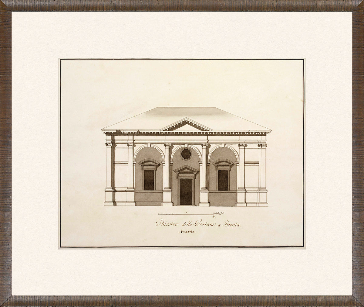 Italian Elevations 18th Century III wall art featuring a classical building design in sepia tones.