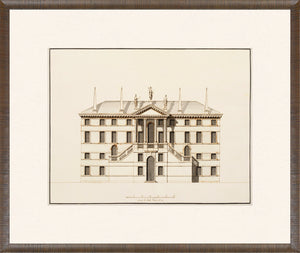Italian Elevations 18th Century IV wall art depicting a classical building with stairs and statues