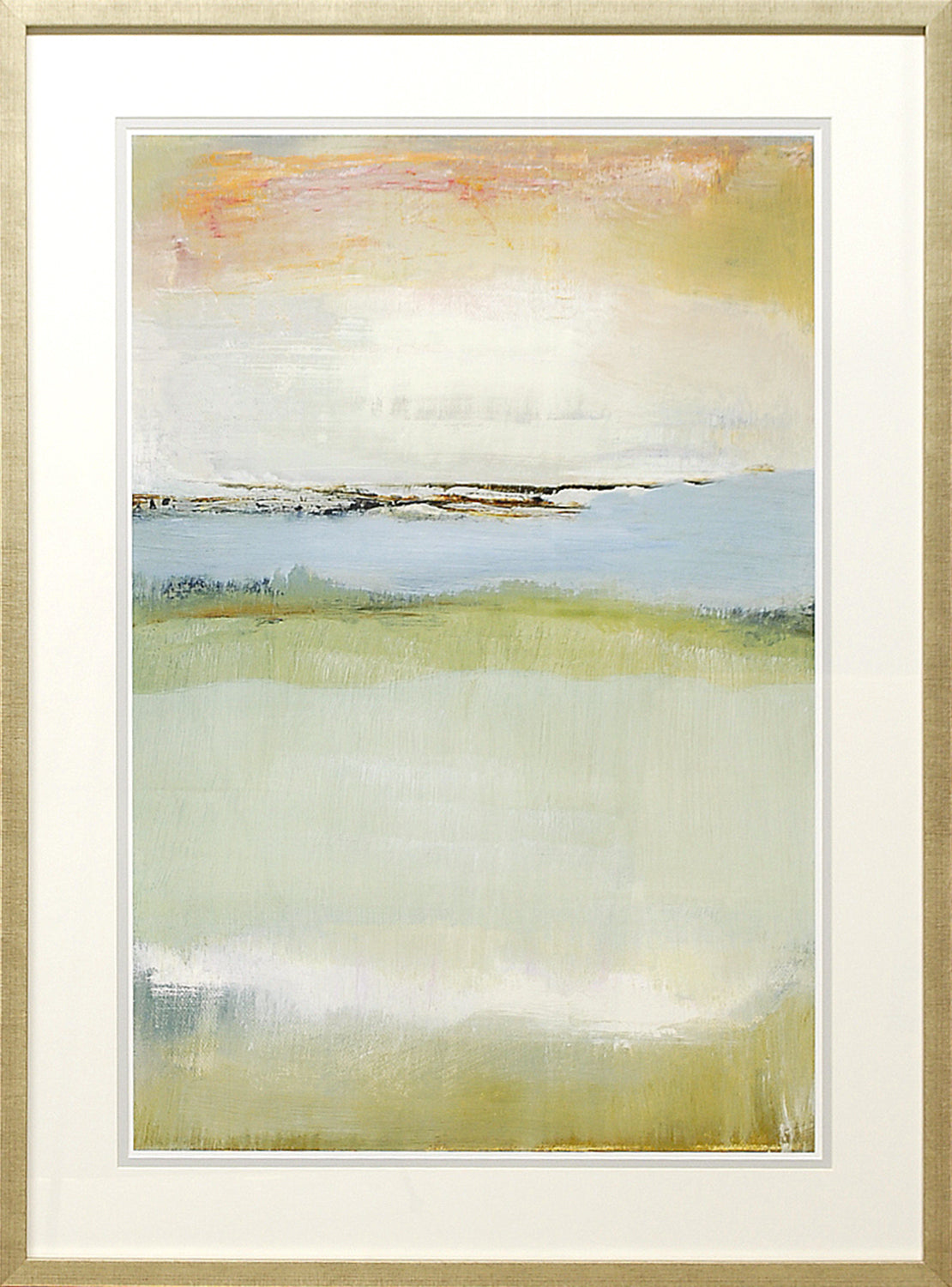 Floating World wall art featuring soft pastel colors and abstract landscape design.