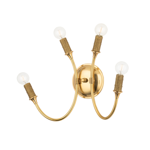 Amboy Wall Sconce in aged brass — a Hudson Valley wall sconce for bathrooms, hallways, and living rooms at Laurie Yapp Home.