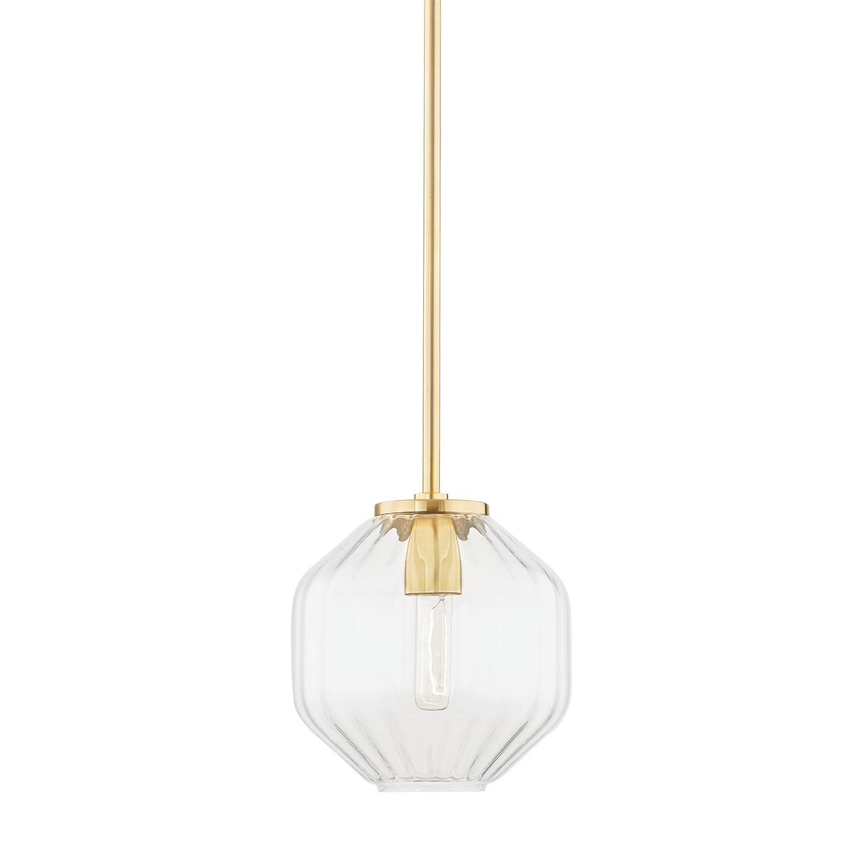 Bennett Pendant 9.75" in aged brass — a Hudson Valley pendant for kitchens, entries, and dining rooms at Laurie Yapp Home.
