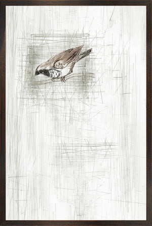 Captured Etching II wall art featuring a bird illustration in muted colors on a textured background.