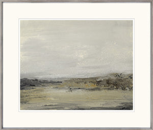 Mist II wall art by Celadon featuring abstract landscape in muted gray and beige tones.