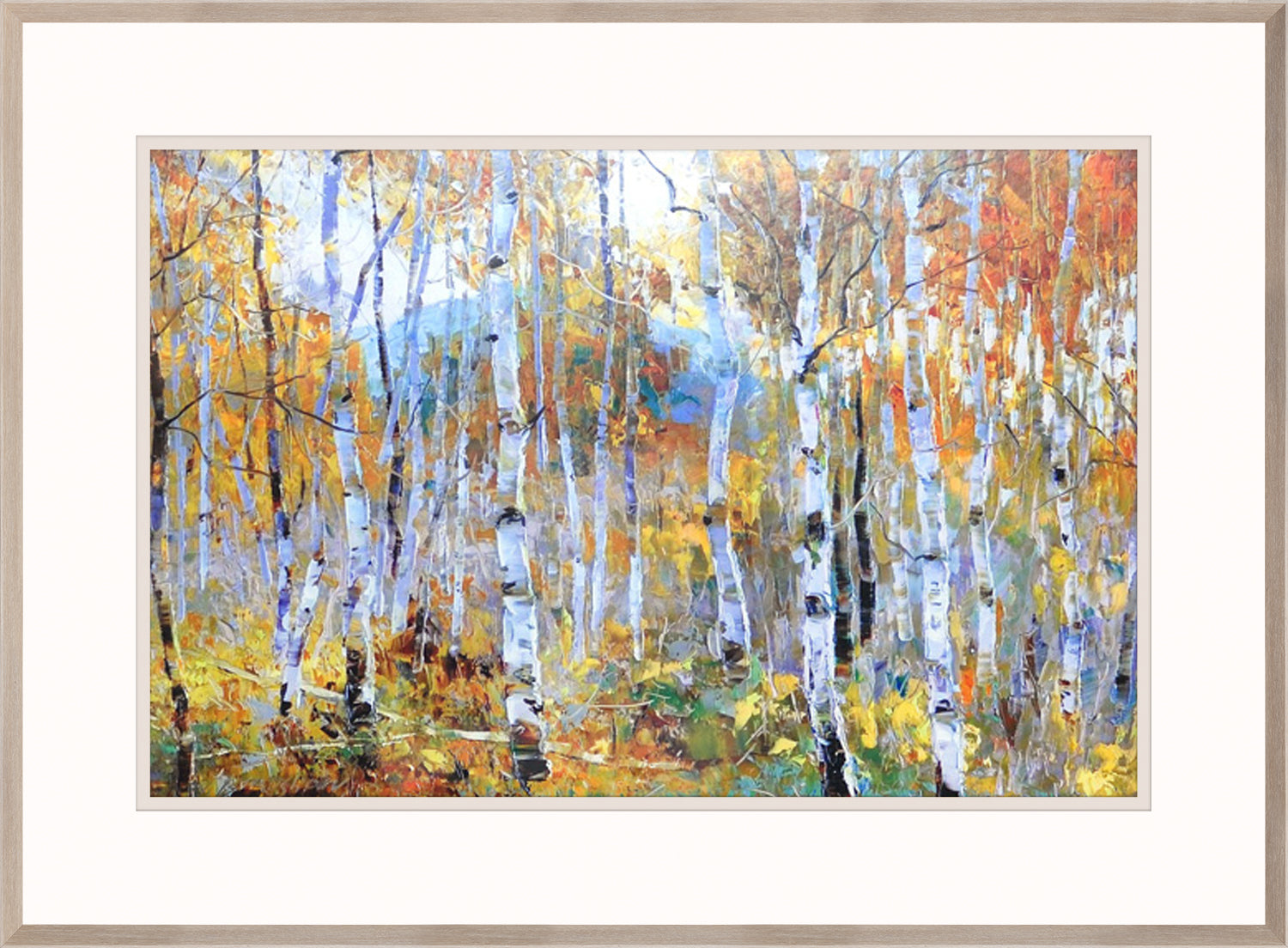 Fall Magic wall art featuring a vibrant autumn forest with birch trees and colorful foliage.