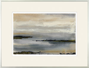 Gray Mist I Limited Edition wall art featuring soft gray and beige tones with abstract landscape.