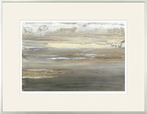 Gray Mist II limited edition wall art featuring abstract gray and beige tones with textured waves