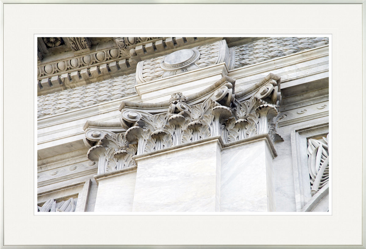 Corinthian Detail wall art featuring intricate marble carvings and architectural elements.