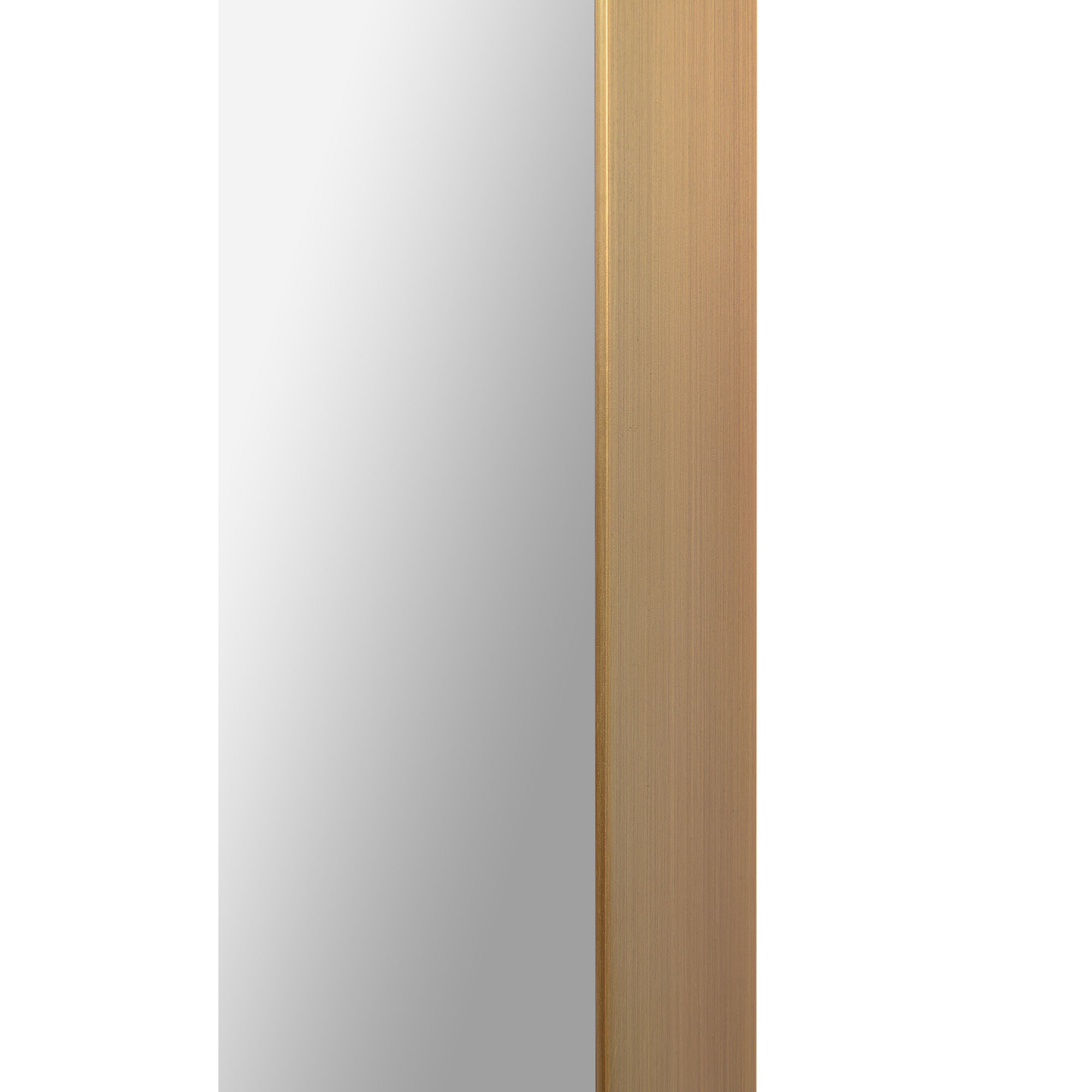 Side view of Edwin mirror displaying a brushed gold finish on the edge and a reflective surface.