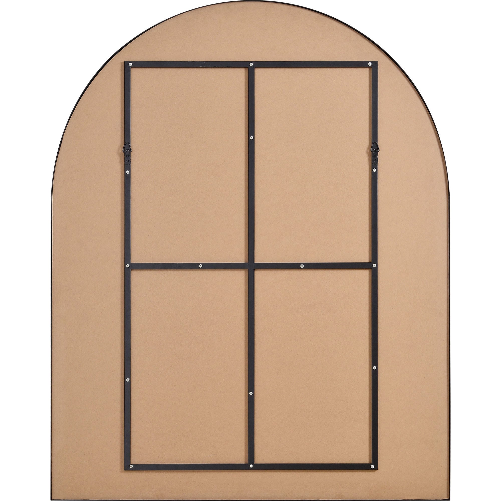 Back view of the Lamia mirror featuring a sturdy backing and mounting hardware.