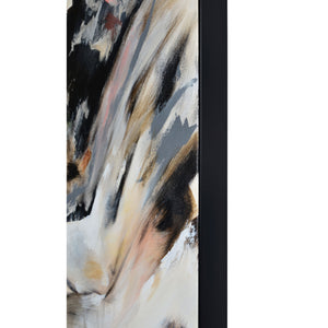 Infusion canvas art side view highlighting abstract mountain design in neutral colors.