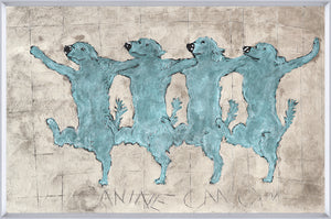 Canine Can Can & Bulldog Silhouette Pair Bundle — figurative fine art print in cool tones at Laurie Yapp Home