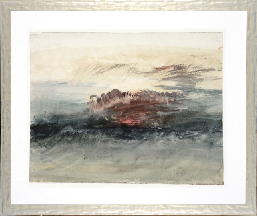 Turner – Plein Air II wall art featuring a watercolor landscape with soft blue and gray tones