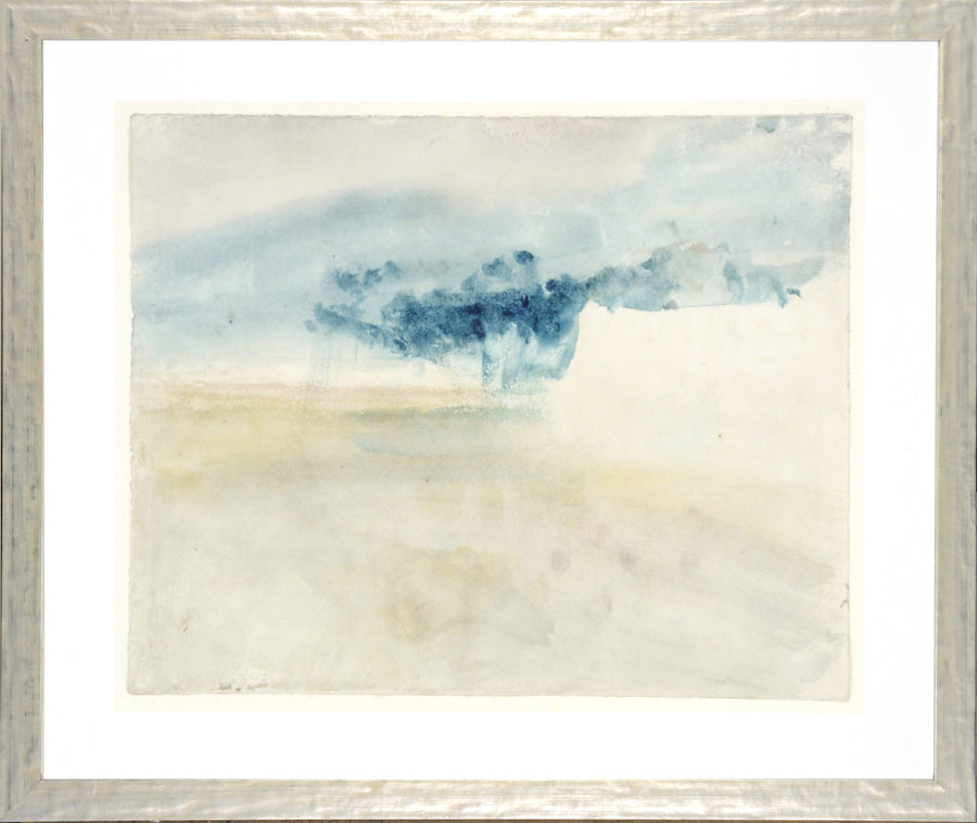 Turner – Plein Air V wall art featuring soft blue and beige watercolor landscape