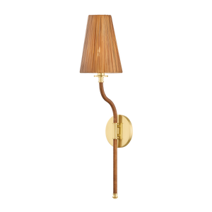 Atwood Wall Sconce in aged brass — a Hudson Valley wall sconce for bathrooms, hallways, and living rooms at Laurie Yapp Home.