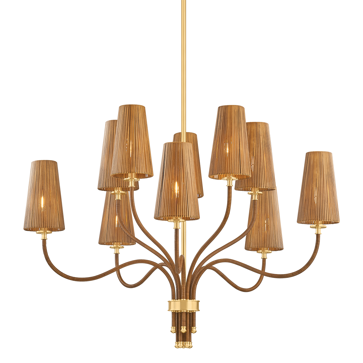 Atwood Chandelier 40" in aged brass — a Hudson Valley chandelier for dining rooms, entries, and living rooms at Laurie Yapp Home.