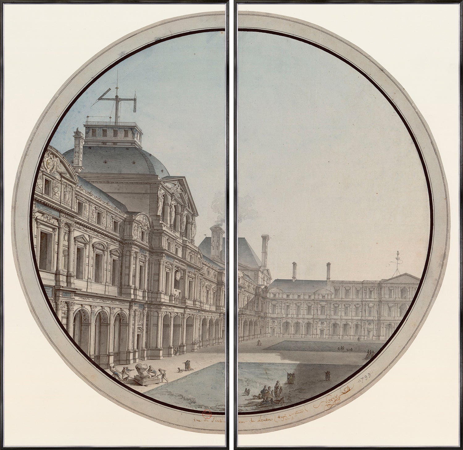 Interior Of The Louvre, 1799 — architecture and travel fine art print in neutral tones at Laurie Yapp Home