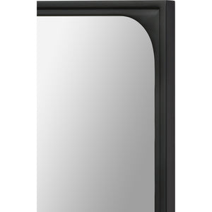 Close-up of Sorella mirror by Renwil showcasing the black frame and smooth reflective surface.