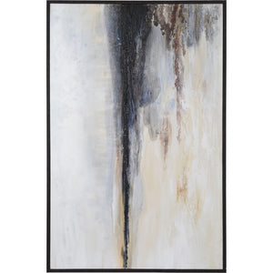 Warran canvas art featuring a vertical abstract design with a blend of light and dark colors