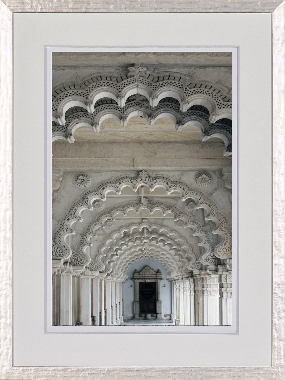Timeworn Details VIII wall art featuring intricate arches and columns in a light stone finish.