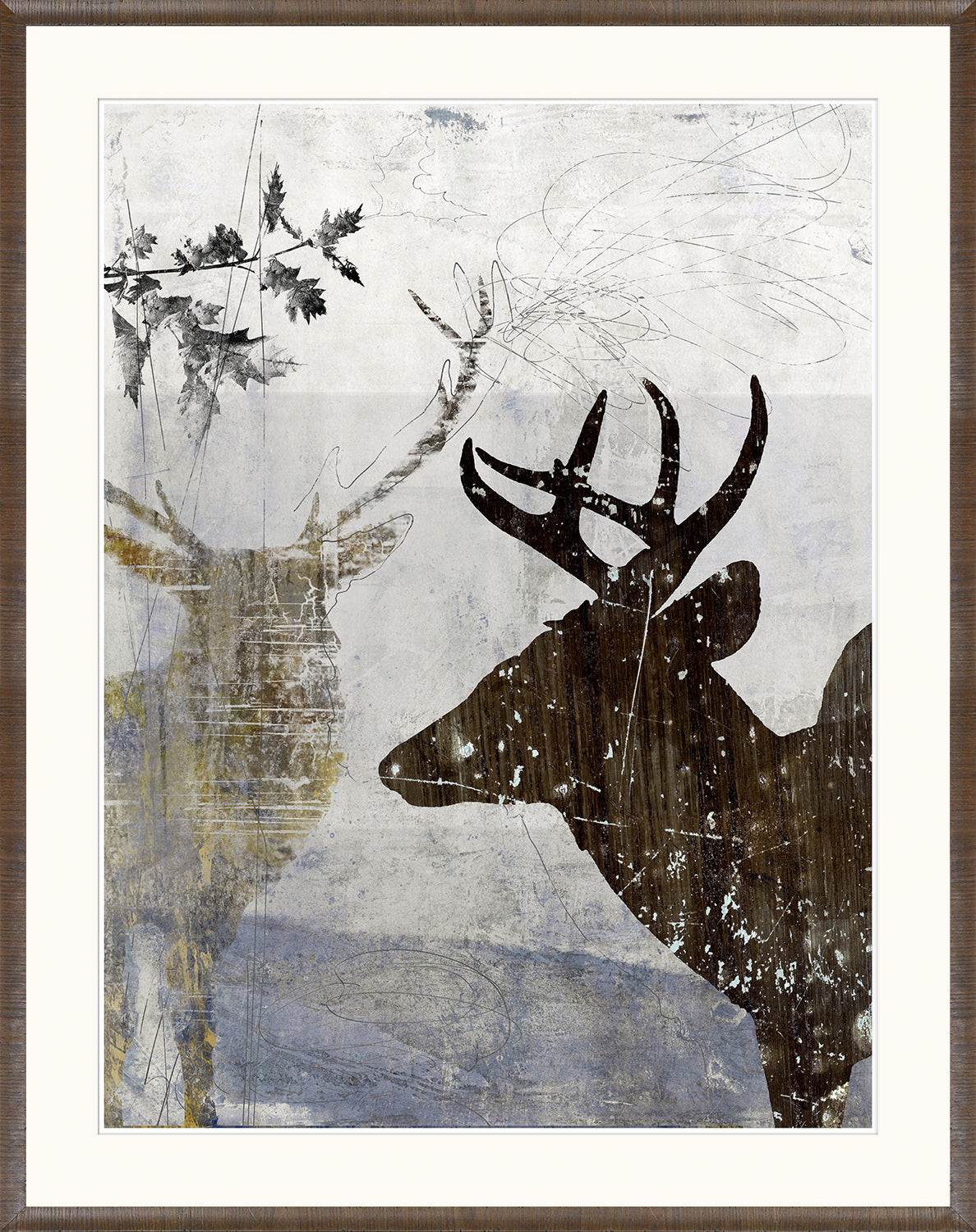 Cervine Etching I — nature and landscape fine art print in neutral tones at Laurie Yapp Home
