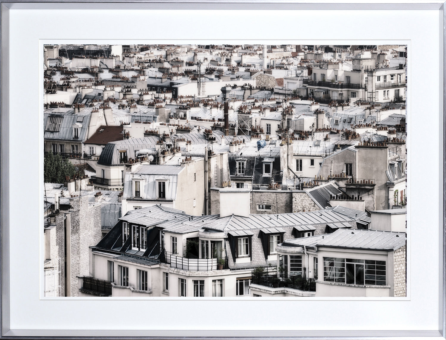 Parisian Rooftops wall art featuring a detailed view of Paris rooftops in muted tones.