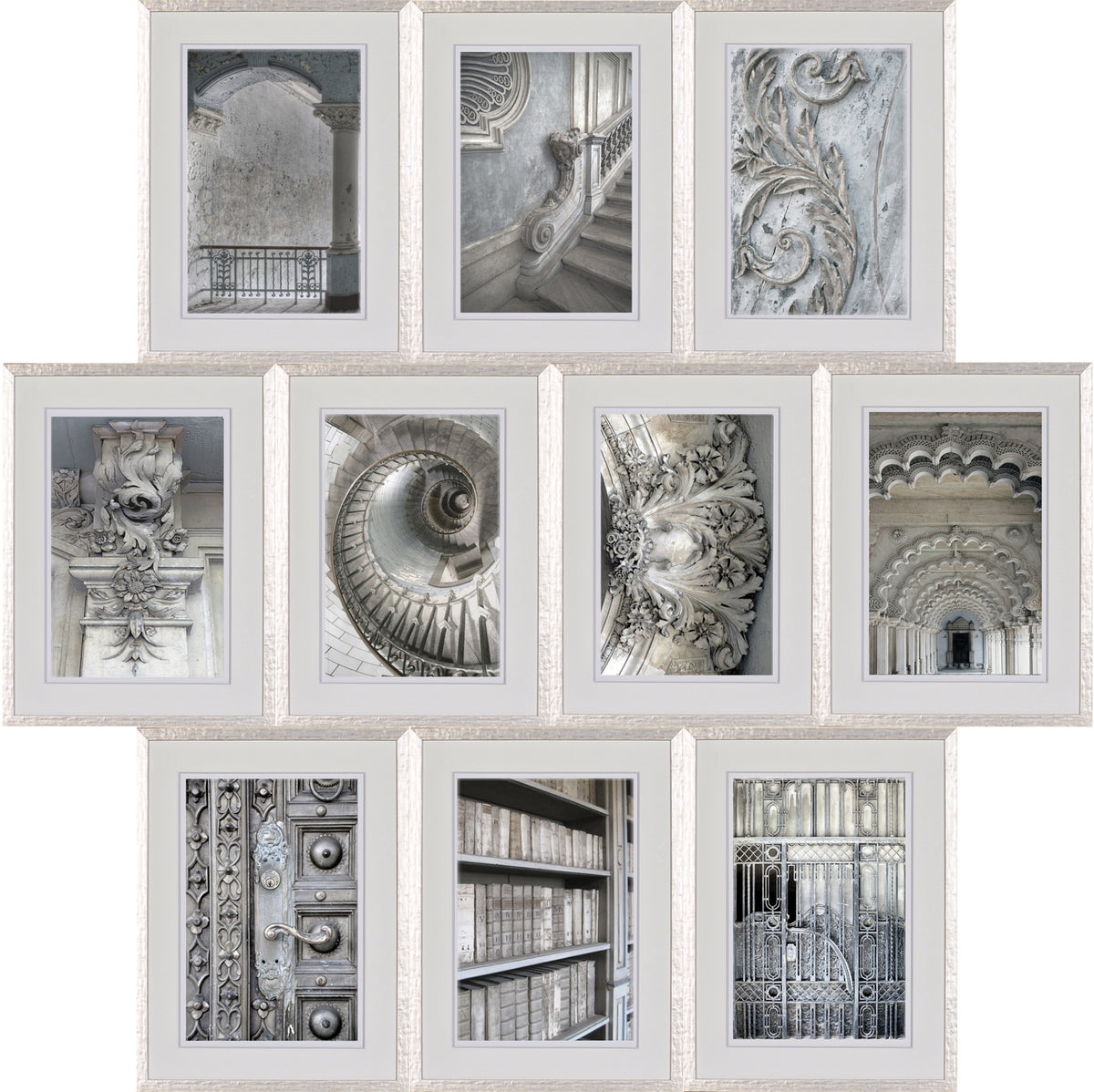 Timeworn Details S/10 wall art featuring intricate architectural designs in gray tones