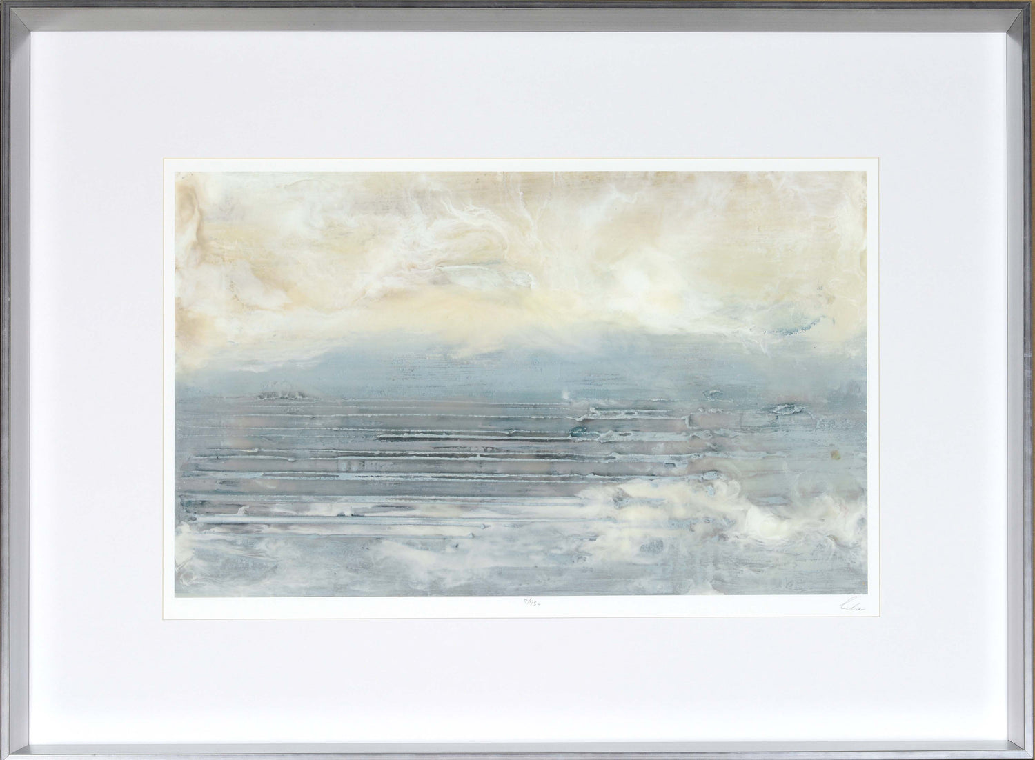 Pale Blue I – Limited Edition wall art featuring soft blue and beige tones with abstract ocean waves.