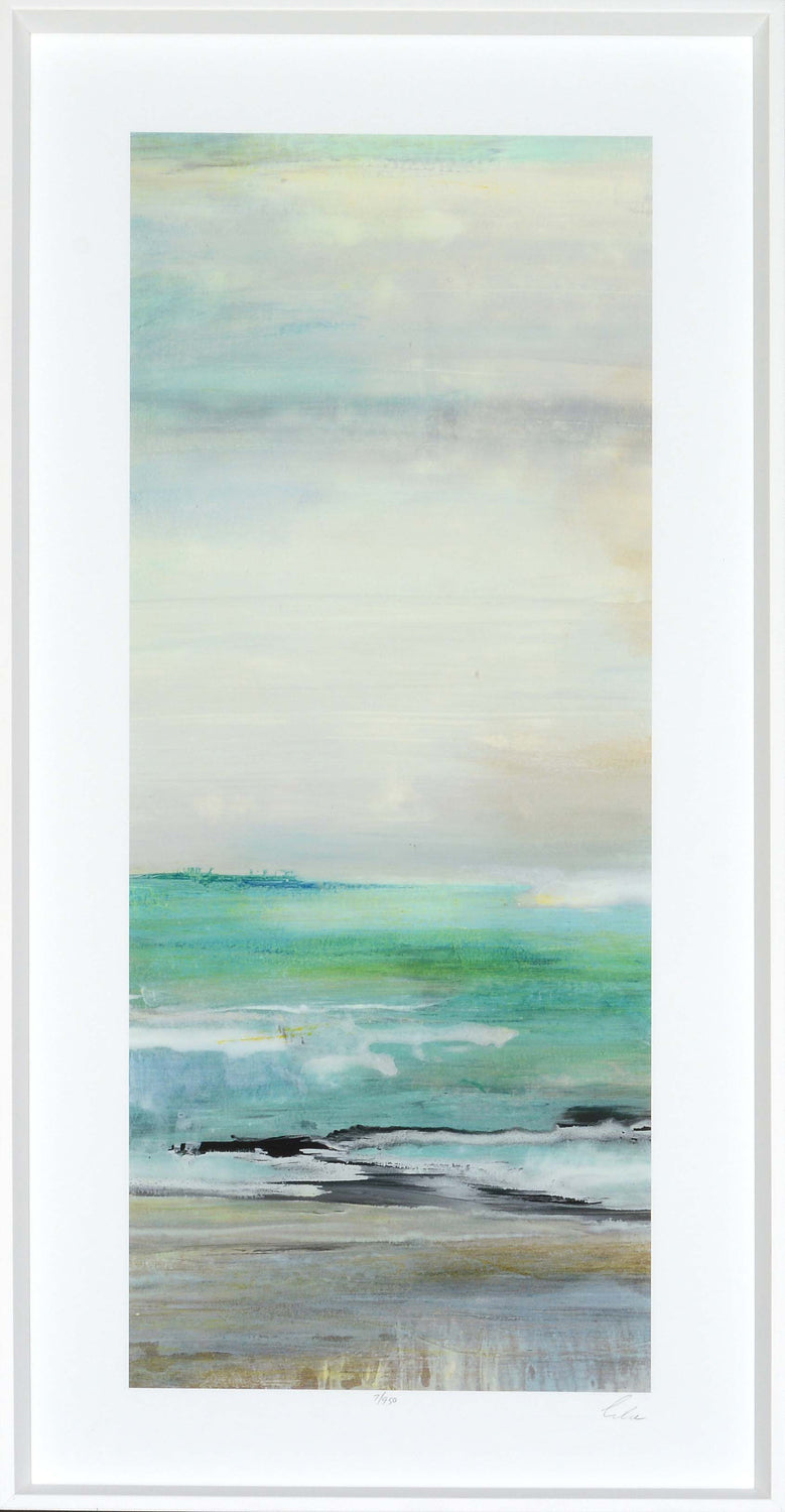 Inviting II – Limited Edition wall art featuring abstract ocean scene in soft blues and greens.