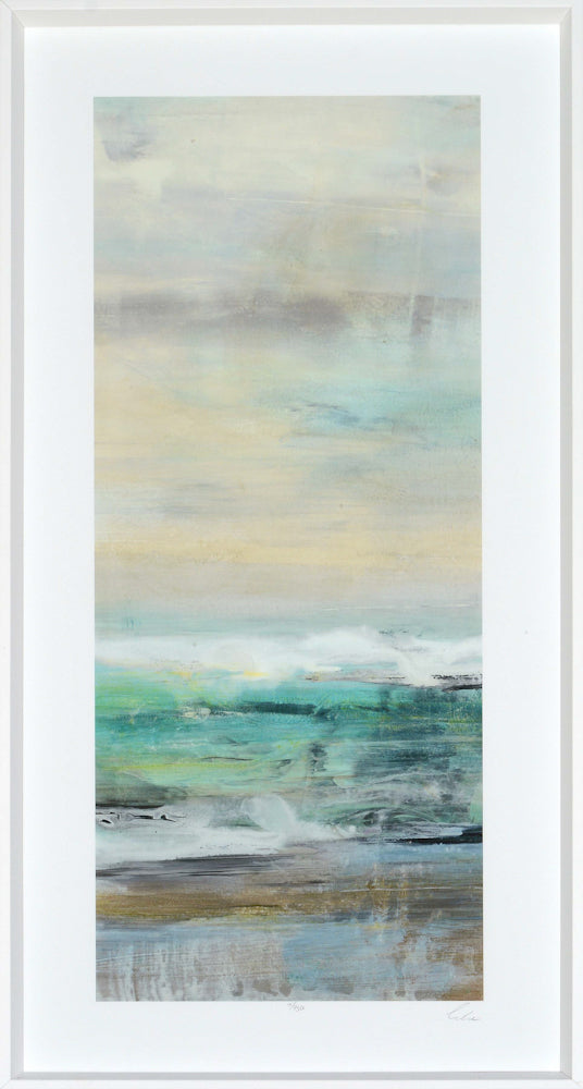 Inviting IV – Limited Edition wall art featuring abstract ocean colors in teal and beige