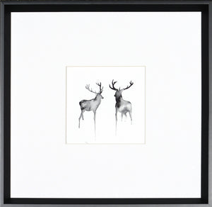 Two Stag — nature and landscape fine art print in neutral tones at Laurie Yapp Home