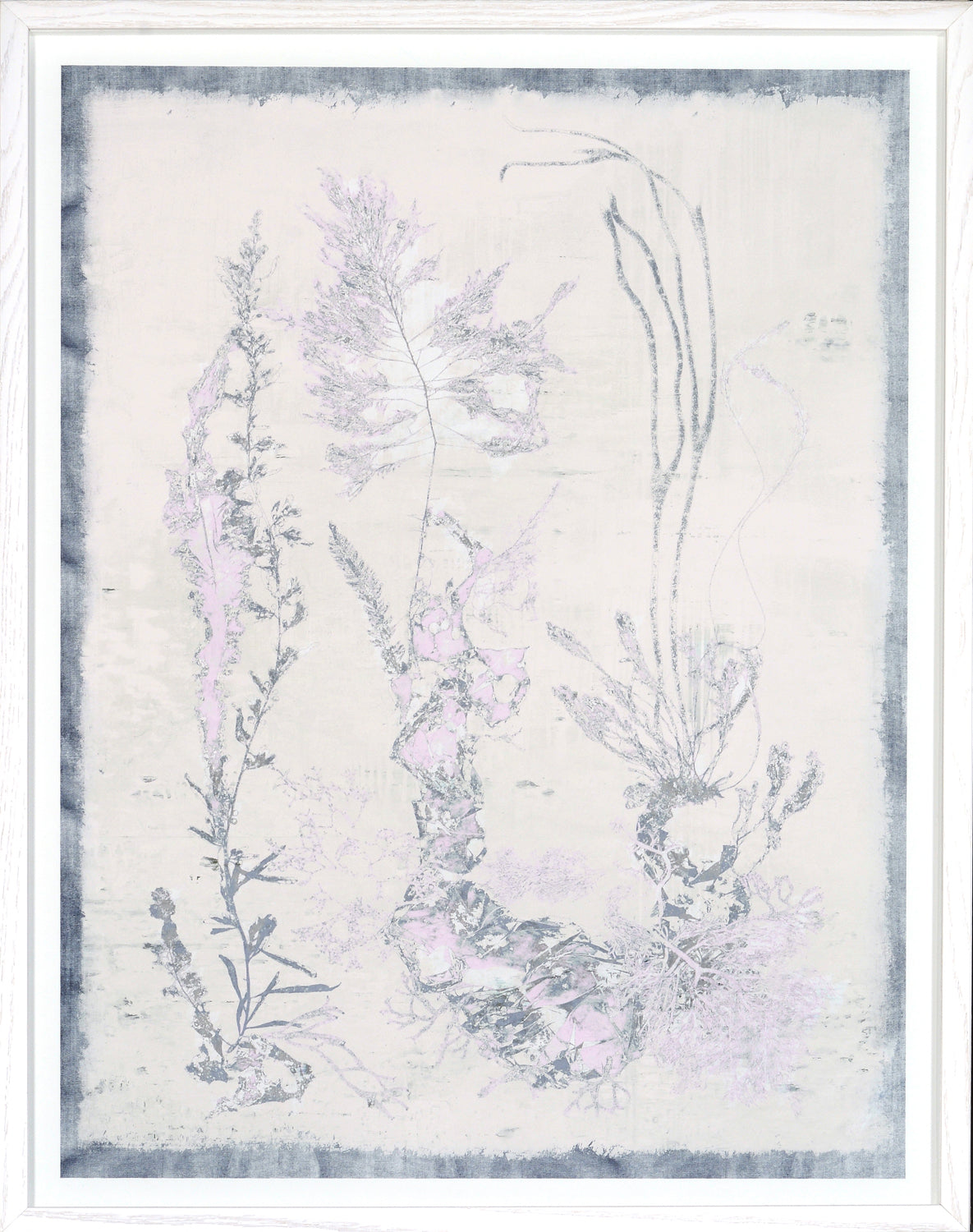 Seaweed Collection III wall art featuring delicate seaweed illustrations in soft pink and gray tones.
