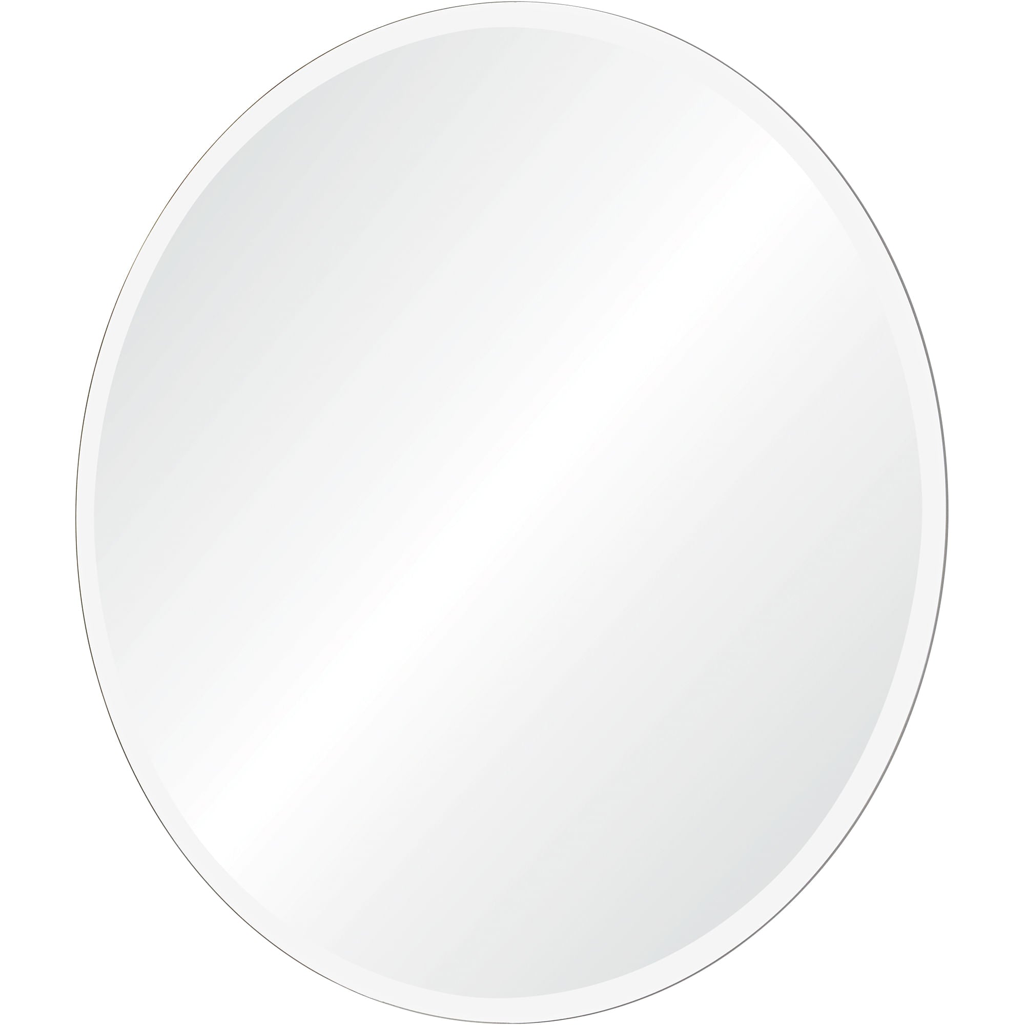 Kiko mirror, round shape with a smooth reflective surface and thin white frame.