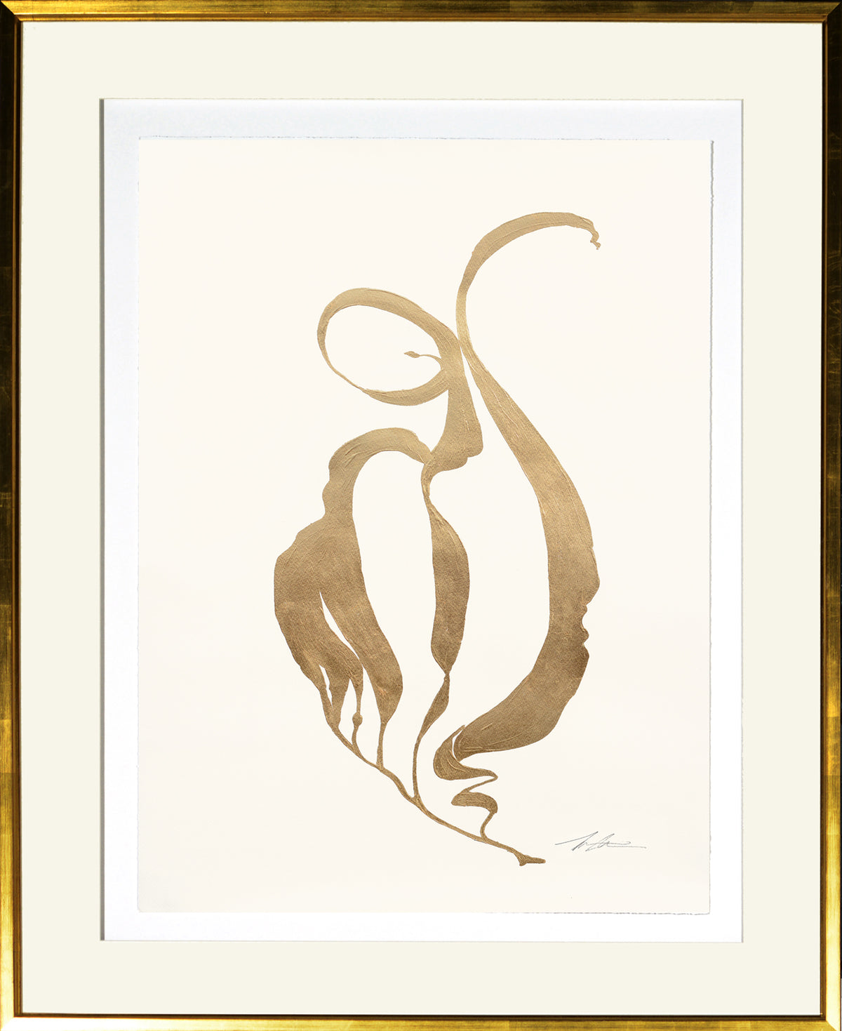 Gilded Sea Weed II wall art featuring gold abstract seaweed design on cream background.