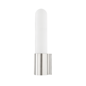 Carlin Wall Sconce 4.5" x 17" in polished nickel shown from a second angle to highlight the arm curve and shade silhouette.