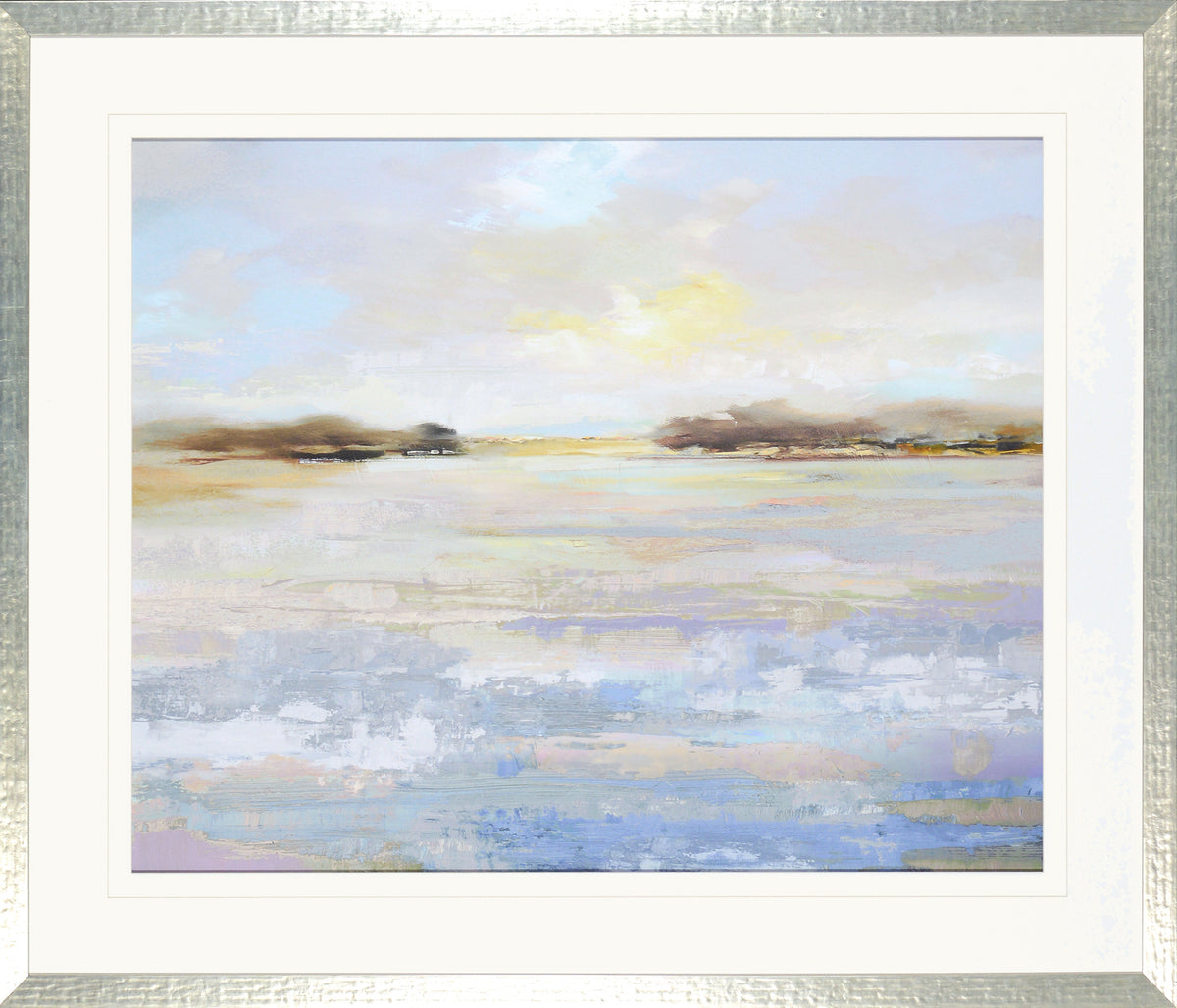Mawddach wall art featuring soft pastel colors and abstract landscape design