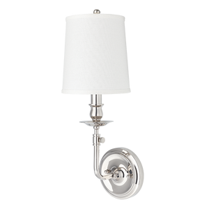 Logan Wall Sconce 6.25" in polished nickel shown from a second angle to highlight the arm curve and shade silhouette.