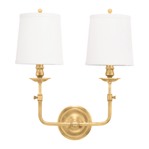Logan Wall Sconce 16" in aged brass — a Hudson Valley wall sconce for bathrooms, hallways, and living rooms at Laurie Yapp Home.