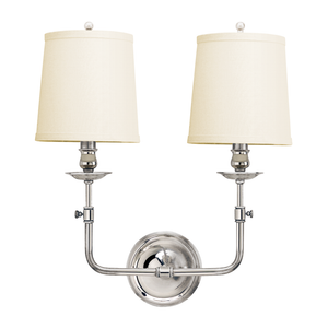 Logan Wall Sconce 16" in polished nickel shown from a second angle to highlight the arm curve and shade silhouette.